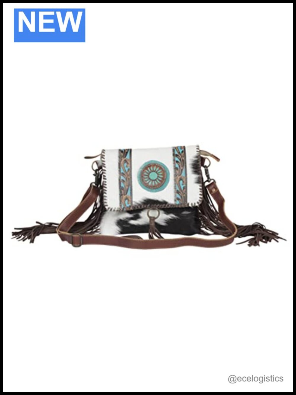 Western Fringe Shoulder Bag Real Cowhide Leather Handmade Purse
